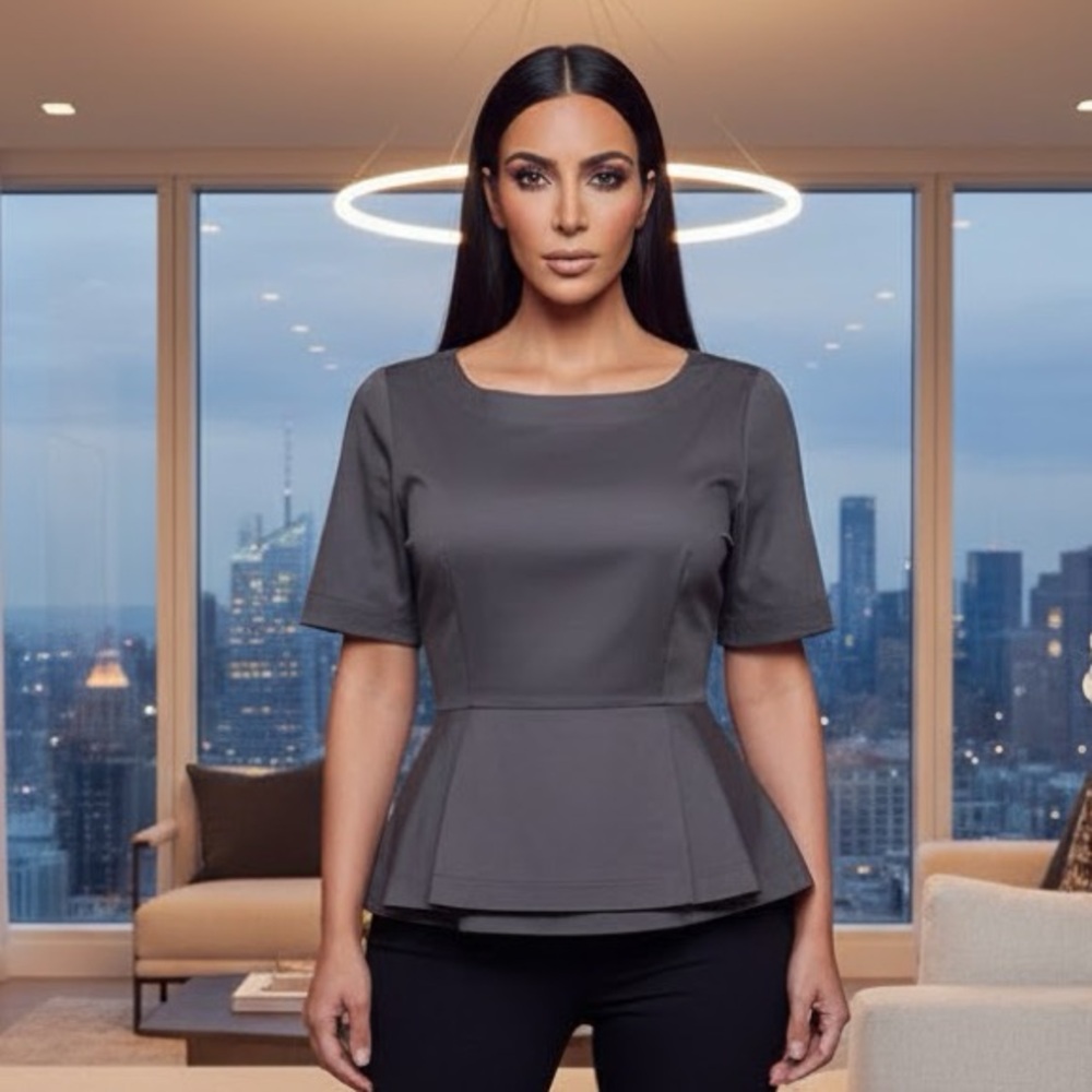 LAFAYETTE 148 New York Women's Gray Peplum short sleeve Top 14